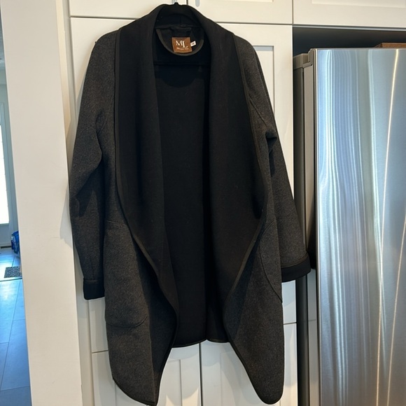Melanie Lyne Wool Blend Open Cardigan Sweater black and grey Women size M - Picture 13 of 13